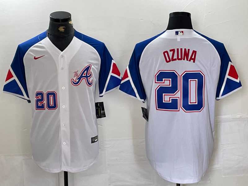 Men%27s Atlanta Braves #20 Marcell Ozuna Number White 2023 City Connect Flex Base Stitched Jersey->atlanta braves->MLB Jersey